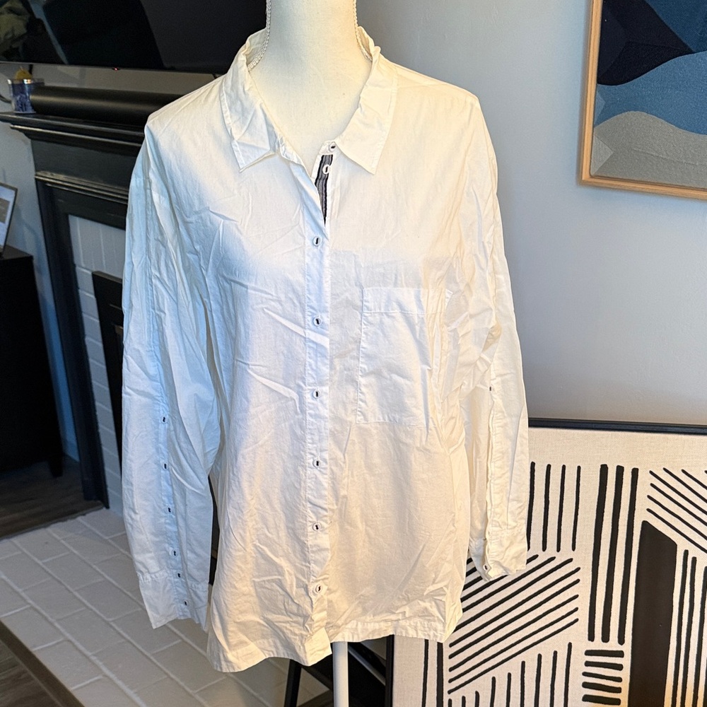 Johnny Was White Button Down Shirt
